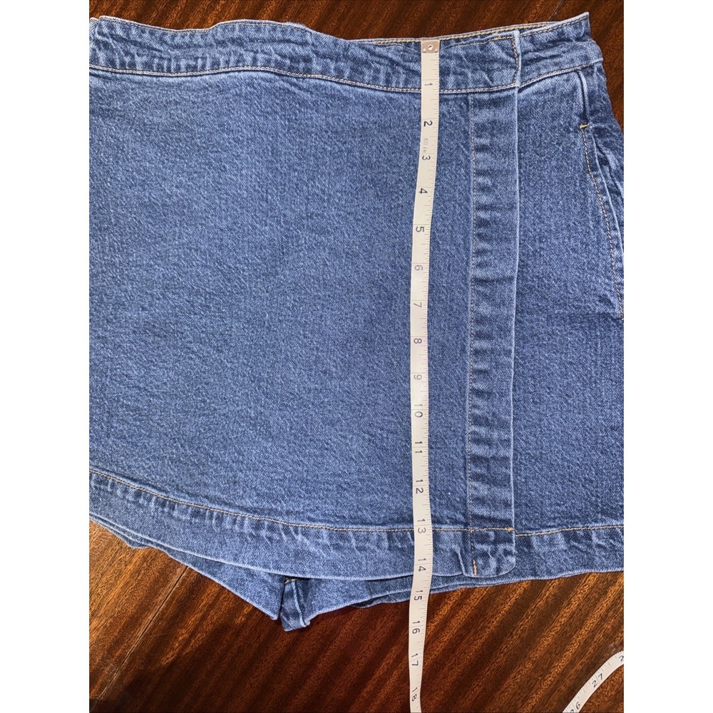 Habitual Denim Skort Women's Size Medium Faux Wrap High Rise Pockets EUC $80 - Picture 8 of 8